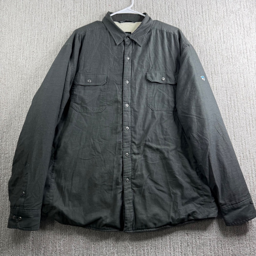 Kuhl Joyrydr Fleece Lined Snap Shirt Jacket Mens Size XXL Charcoal Grey